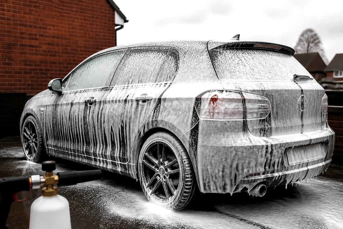 Snow foam on a car