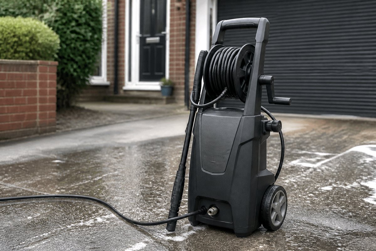 Pressure washer with a hose reel