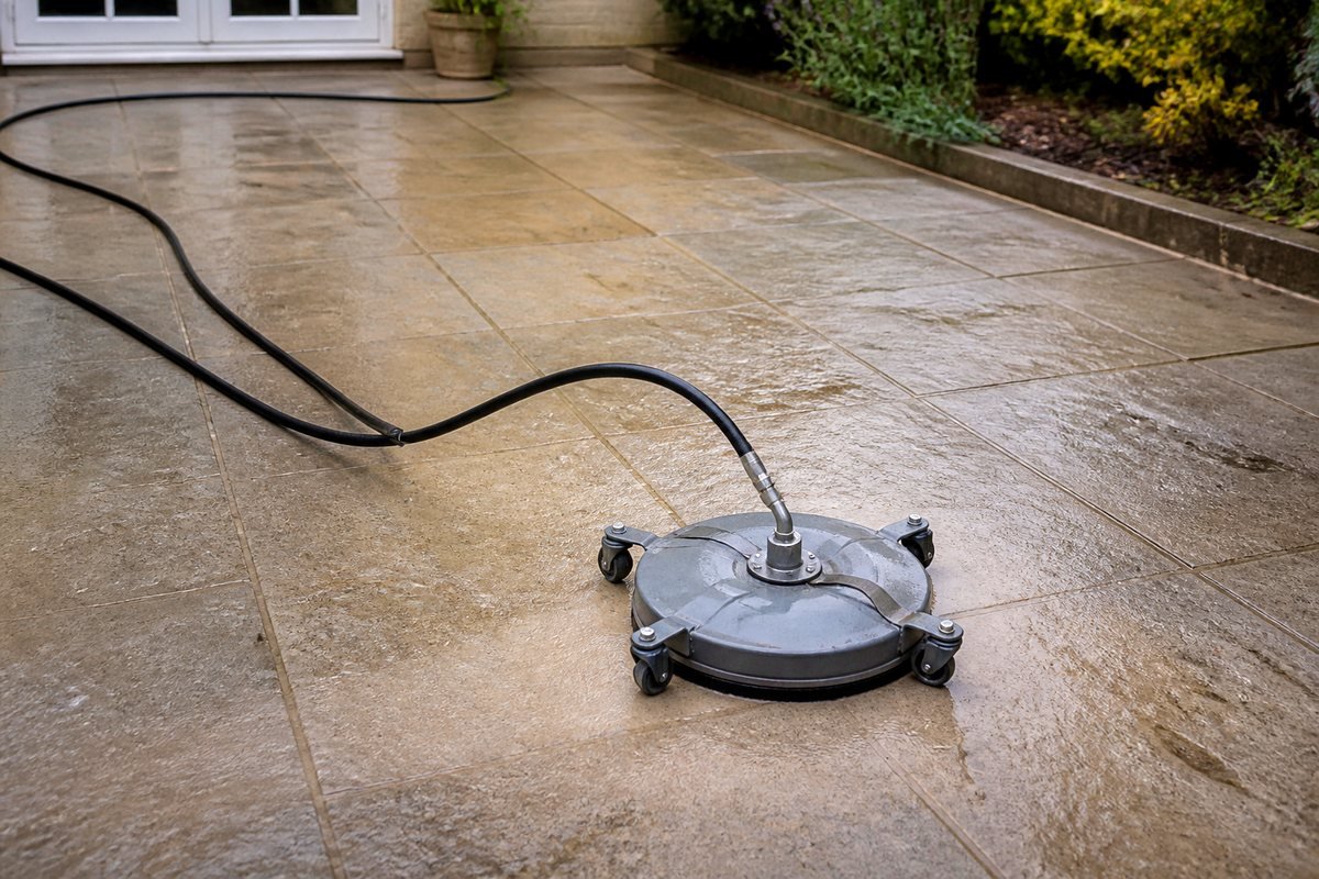 Pressure washing a patio